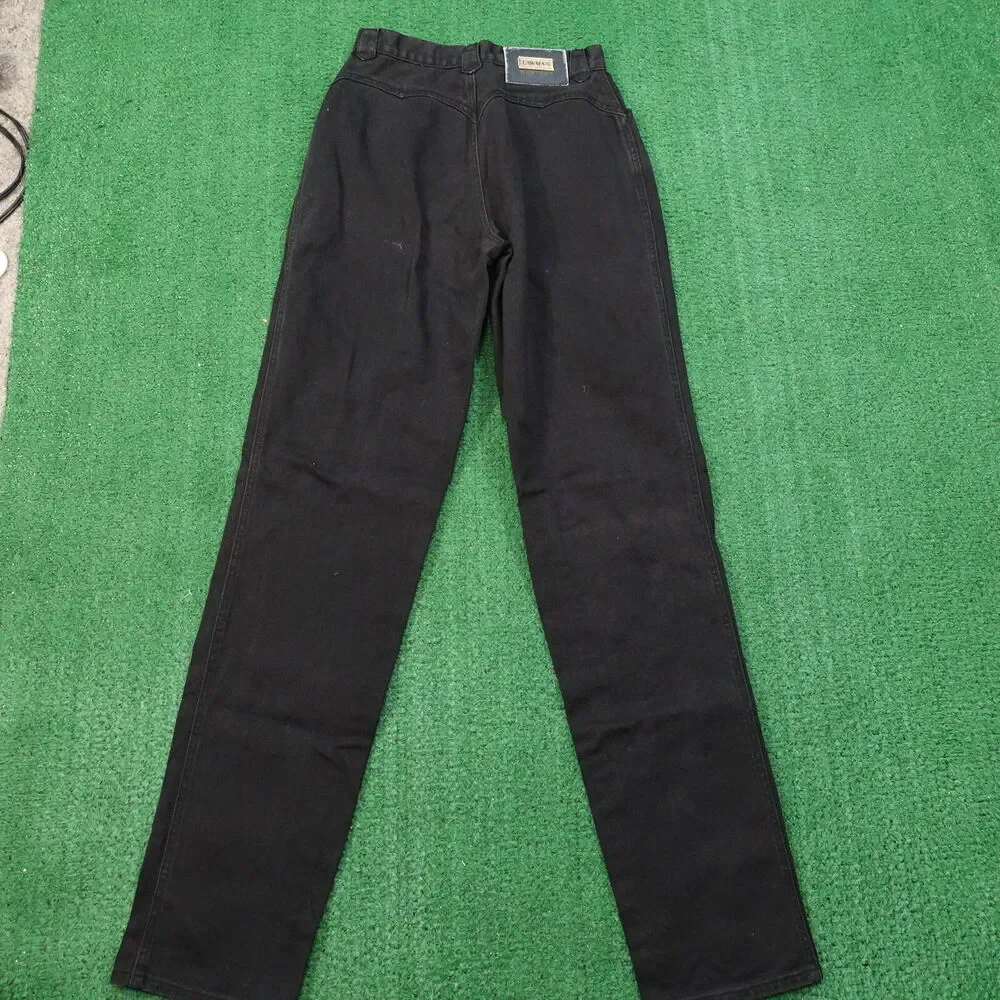 VINTAGE LAWMAN WESTERN BLACK DENIM JEANS‎ WOMENS SZ 7 (26X35) **READ**